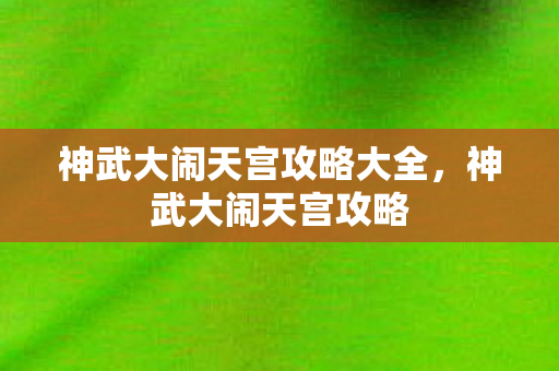 神武大闹天宫攻略大全，神武大闹天宫攻略