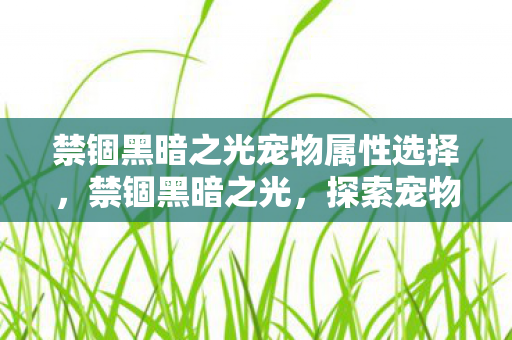 禁锢黑暗之光宠物属性选择，禁锢黑暗之光，探索宠物属性的奥秘