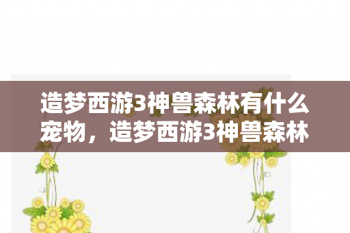 造梦西游3神兽森林有什么宠物，造梦西游3神兽森林，探索神秘世界的奇妙之旅