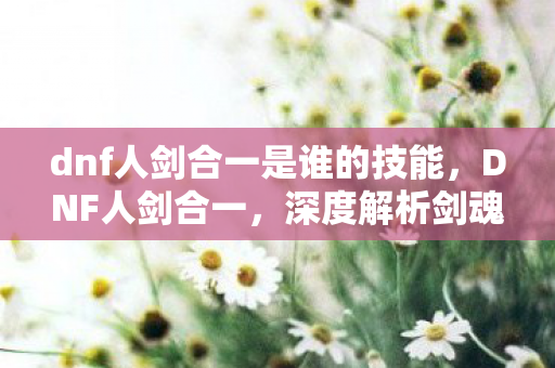 dnf人剑合一是谁的技能，DNF人剑合一，深度解析剑魂职业的极致玩法