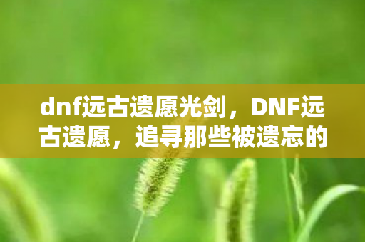 dnf远古遗愿光剑，DNF远古遗愿，追寻那些被遗忘的珍贵记忆