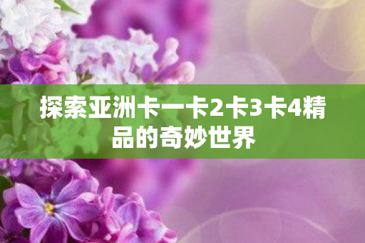 探索亚洲卡一卡2卡3卡4精品的奇妙世界
