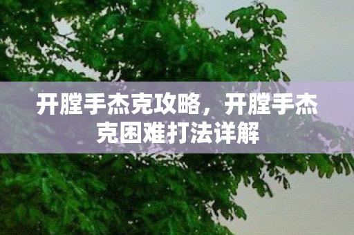 开膛手杰克攻略，开膛手杰克困难打法详解