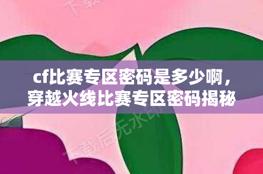 cf比赛专区密码是多少啊，穿越火线比赛专区密码揭秘，安全守护，公平竞争