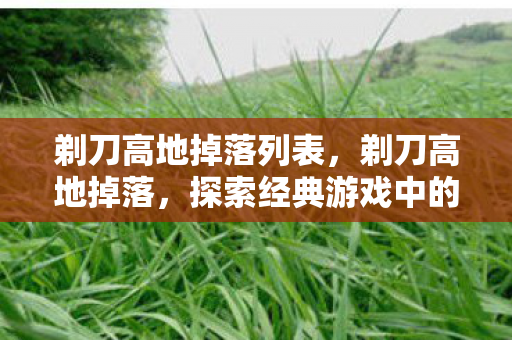 剃刀高地掉落列表，剃刀高地掉落，探索经典游戏中的珍贵宝藏