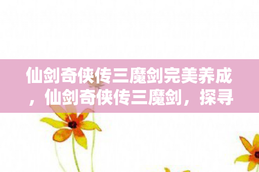 仙剑奇侠传三魔剑完美养成，仙剑奇侠传三魔剑，探寻经典背后的传奇故事