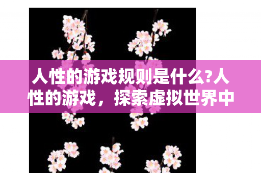 人性的游戏规则是什么?人性的游戏，探索虚拟世界中的道德边界