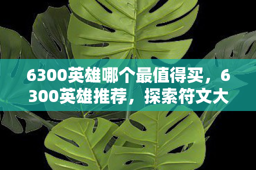 6300英雄哪个最值得买，6300英雄推荐，探索符文大地的传奇英雄—艾翁