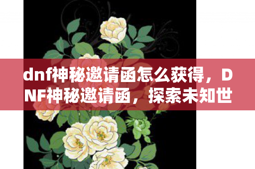 dnf神秘邀请函怎么获得，DNF神秘邀请函，探索未知世界的神秘邀请