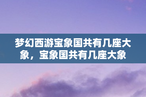 梦幻西游宝象国共有几座大象，宝象国共有几座大象