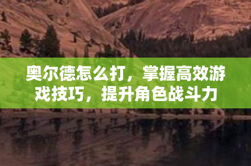 奥尔德怎么打，掌握高效游戏技巧，提升角色战斗力