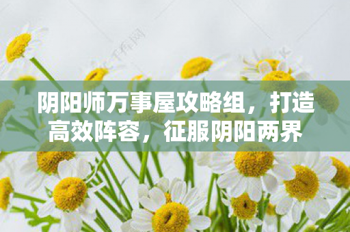 阴阳师万事屋攻略组，打造高效阵容，征服阴阳两界