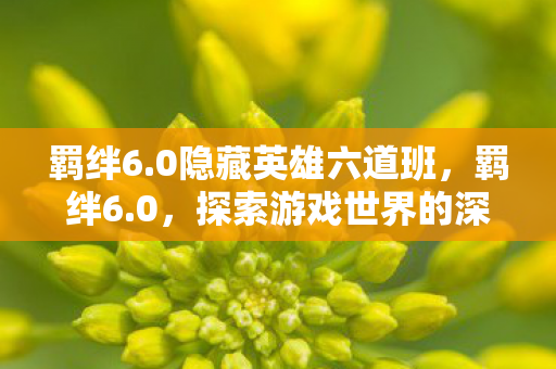 羁绊6.0隐藏英雄六道班，羁绊6.0，探索游戏世界的深度与广度