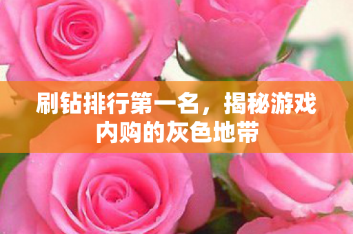 刷钻排行第一名，揭秘游戏内购的灰色地带