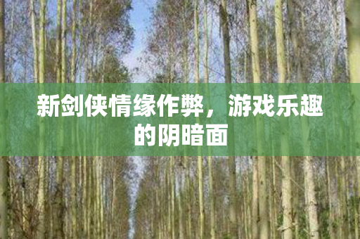 新剑侠情缘作弊，游戏乐趣的阴暗面