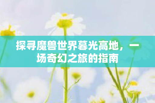 探寻魔兽世界暮光高地，一场奇幻之旅的指南