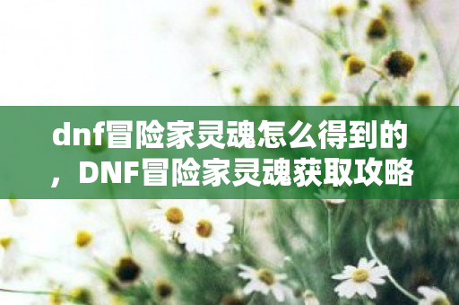 dnf冒险家灵魂怎么得到的，DNF冒险家灵魂获取攻略
