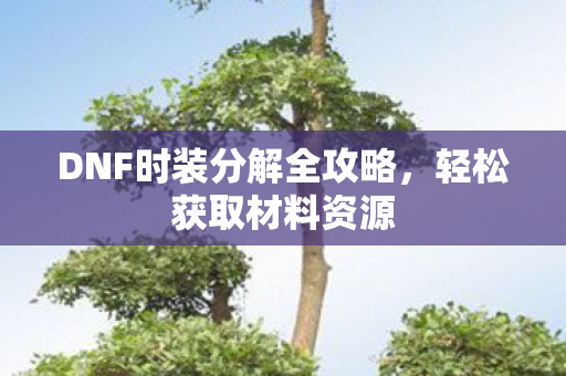 DNF时装分解全攻略，轻松获取材料资源