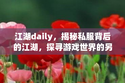 江湖daily，揭秘私服背后的江湖，探寻游戏世界的另一面
