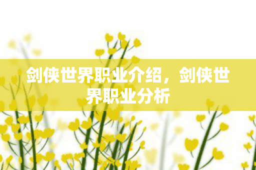 剑侠世界职业介绍，剑侠世界职业分析