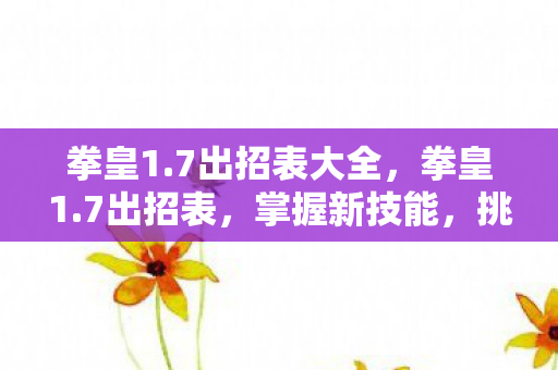 拳皇1.7出招表大全，拳皇1.7出招表，掌握新技能，挑战新高度