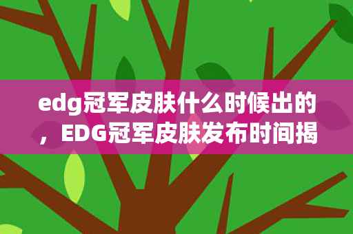 edg冠军皮肤什么时候出的，EDG冠军皮肤发布时间揭秘，万众期待的荣耀时刻