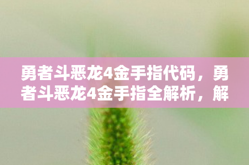 勇者斗恶龙4金手指代码,勇者斗恶龙4金手指全解析,解锁隐藏玩法,畅享经典冒险新体验 勇者斗恶龙4金手指代码,勇者斗恶龙4金手指全解析,解锁隐藏玩法,畅享经典冒险新体验