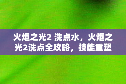 火炬之光2 洗点水，火炬之光2洗点全攻略，技能重塑与角色进阶的终极指南