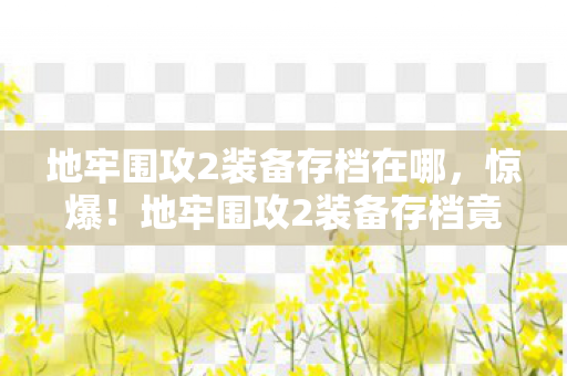 地牢围攻2装备存档在哪，惊爆！地牢围攻2装备存档竟藏99%玩家不知的逆天秘密！