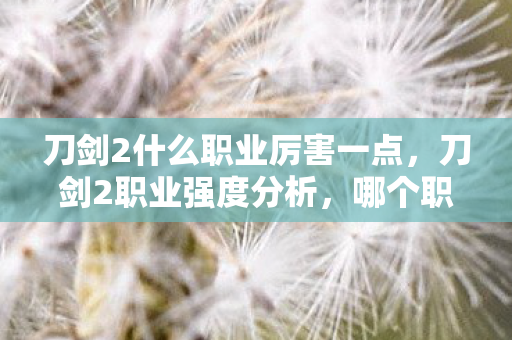 刀剑2什么职业厉害一点，刀剑2职业强度分析，哪个职业最厉害？