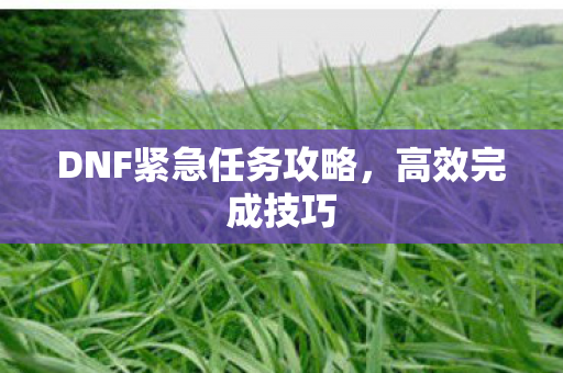 DNF紧急任务攻略，高效完成技巧