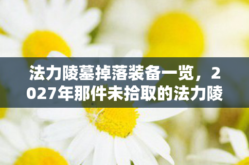 法力陵墓掉落装备一览,2027年那件未拾取的法力陵墓紫装,藏着伏笔,如今想起鼻子一酸 法力陵墓掉落装备一览,2027年那件未拾取的法力陵墓紫装,藏着伏笔,如今想起鼻子一酸