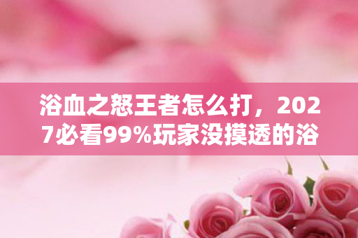 浴血之怒王者怎么打,2027必看99%玩家没摸透的浴血之怒3大革新,错过血亏! 浴血之怒王者怎么打,2027必看99%玩家没摸透的浴血之怒3大革新,错过血亏!