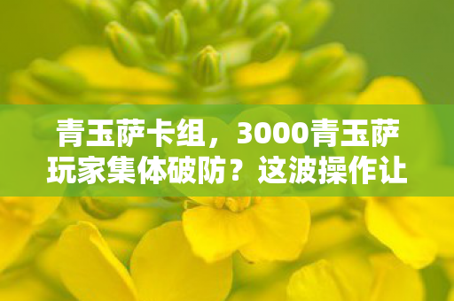 青玉萨卡组,3000青玉萨玩家集体破防?这波操作让退坑佬都绷不住了! 青玉萨卡组,3000青玉萨玩家集体破防?这波操作让退坑佬都绷不住了!