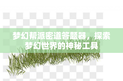 梦幻帮派密道答题器，探索梦幻世界的神秘工具