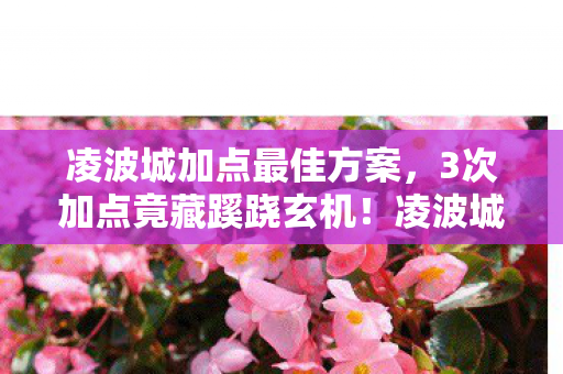 凌波城加点最佳方案,3次加点竟藏蹊跷玄机!凌波城玩家后背发凉,这哪是游戏? 凌波城加点最佳方案,3次加点竟藏蹊跷玄机!凌波城玩家后背发凉,这哪是游戏?