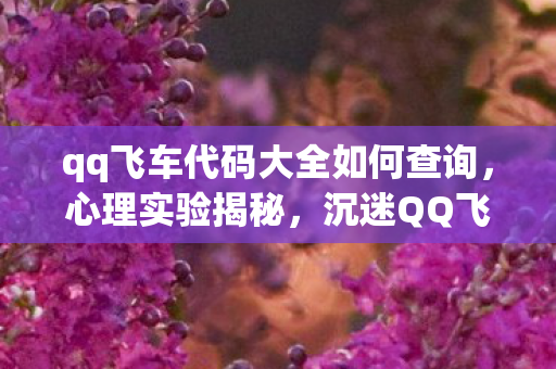 qq飞车代码大全如何查询,心理实验揭秘,沉迷QQ飞车代码的再来一局陷阱,细思极恐! qq飞车代码大全如何查询,心理实验揭秘,沉迷QQ飞车代码的再来一局陷阱,细思极恐!