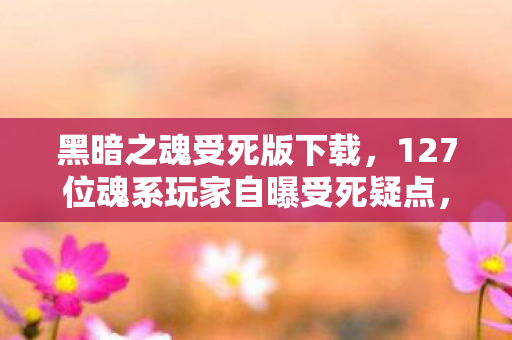 黑暗之魂受死版下载,127位魂系玩家自曝受死疑点,网吧忏悔室里我绷不住了! 黑暗之魂受死版下载,127位魂系玩家自曝受死疑点,网吧忏悔室里我绷不住了!