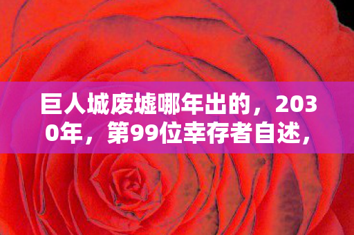 巨人城废墟哪年出的,2030年,第99位幸存者自述,我在巨人城废墟的1000次死亡与重生 巨人城废墟哪年出的,2030年,第99位幸存者自述,我在巨人城废墟的1000次死亡与重生