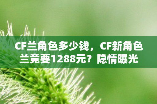CF兰角色多少钱,CF新角色兰竟要1288元?隐情曝光后,玩家直呼吓一跳! CF兰角色多少钱,CF新角色兰竟要1288元?隐情曝光后,玩家直呼吓一跳!
