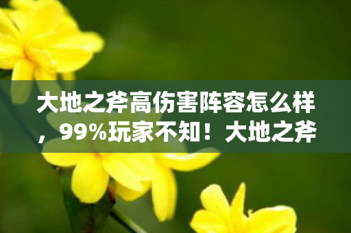 大地之斧高伤害阵容怎么样,99%玩家不知!大地之斧伤害飙升300%竟因平台差异? 大地之斧高伤害阵容怎么样,99%玩家不知!大地之斧伤害飙升300%竟因平台差异?