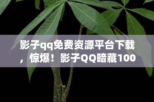 影子qq免费资源平台下载，惊爆！影子QQ暗藏100+神秘彩蛋，制作组为何死守这秘密？