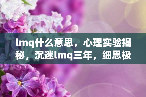lmq什么意思,心理实验揭秘,沉迷lmq三年,细思极恐的自我欺骗循环 lmq什么意思,心理实验揭秘,沉迷lmq三年,细思极恐的自我欺骗循环
