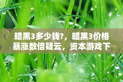 暗黑3多少钱?，暗黑3价格暴涨数倍疑云，资本游戏下玩家心寒的流量陷阱