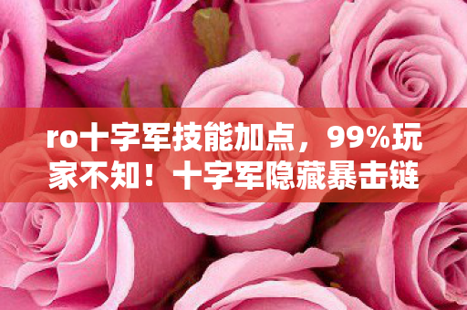 ro十字军技能加点,99%玩家不知!十字军隐藏暴击链+300%伤害的暗改真相 ro十字军技能加点,99%玩家不知!十字军隐藏暴击链+300%伤害的暗改真相