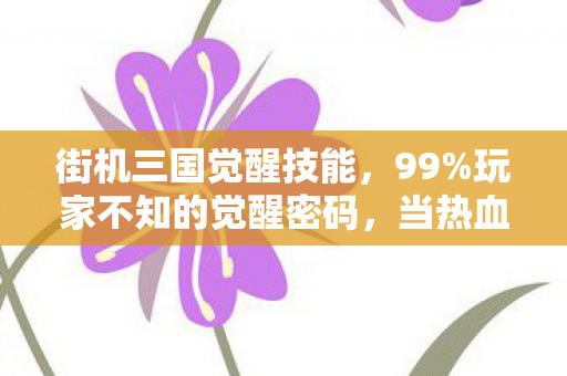 街机三国觉醒技能,99%玩家不知的觉醒密码,当热血撞碎996,谁在操控你的三国人生? 街机三国觉醒技能,99%玩家不知的觉醒密码,当热血撞碎996,谁在操控你的三国人生?