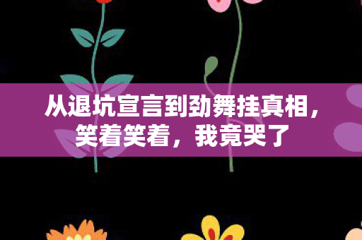 从退坑宣言到劲舞挂真相,笑着笑着,我竟哭了 从退坑宣言到劲舞挂真相,笑着笑着,我竟哭了