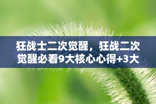 狂战士二次觉醒,狂战二次觉醒必看9大核心心得+3大避坑指南,助你战力飙升! 狂战士二次觉醒,狂战二次觉醒必看9大核心心得+3大避坑指南,助你战力飙升!