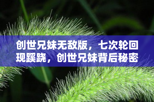 创世兄妹无敌版,七次轮回现蹊跷,创世兄妹背后秘密让人后背发凉! 创世兄妹无敌版,七次轮回现蹊跷,创世兄妹背后秘密让人后背发凉!