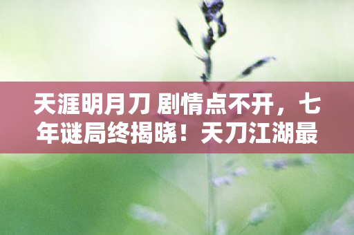 天涯明月刀 剧情点不开,七年谜局终揭晓!天刀江湖最后一幕泪目谢幕 天涯明月刀 剧情点不开,七年谜局终揭晓!天刀江湖最后一幕泪目谢幕